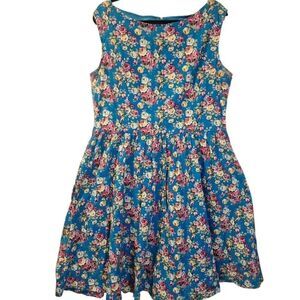 Lindy Bop Audrey colorful floral fit and flare pin up dress size 3XL